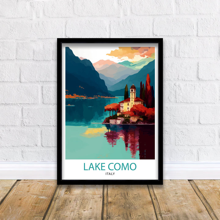 Lake Como Italy Travel Print Wall Decor Home Living Decor Italy Illustration Travel Poster Gift For Italy Home Decor
