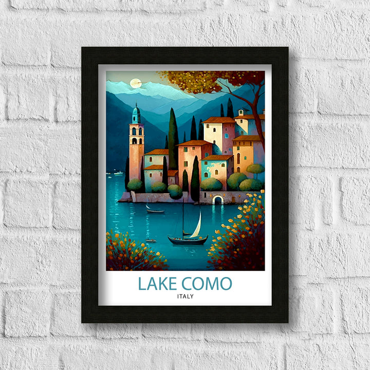 Lake Como Italy Travel Print Wall Decor Home Living Decor Italy Illustration Travel Poster Gift For Italy Home Decor