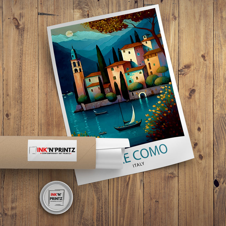 Lake Como Italy Travel Print Wall Decor Home Living Decor Italy Illustration Travel Poster Gift For Italy Home Decor