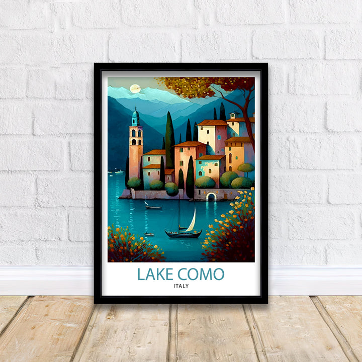 Lake Como Italy Travel Print Wall Decor Home Living Decor Italy Illustration Travel Poster Gift For Italy Home Decor