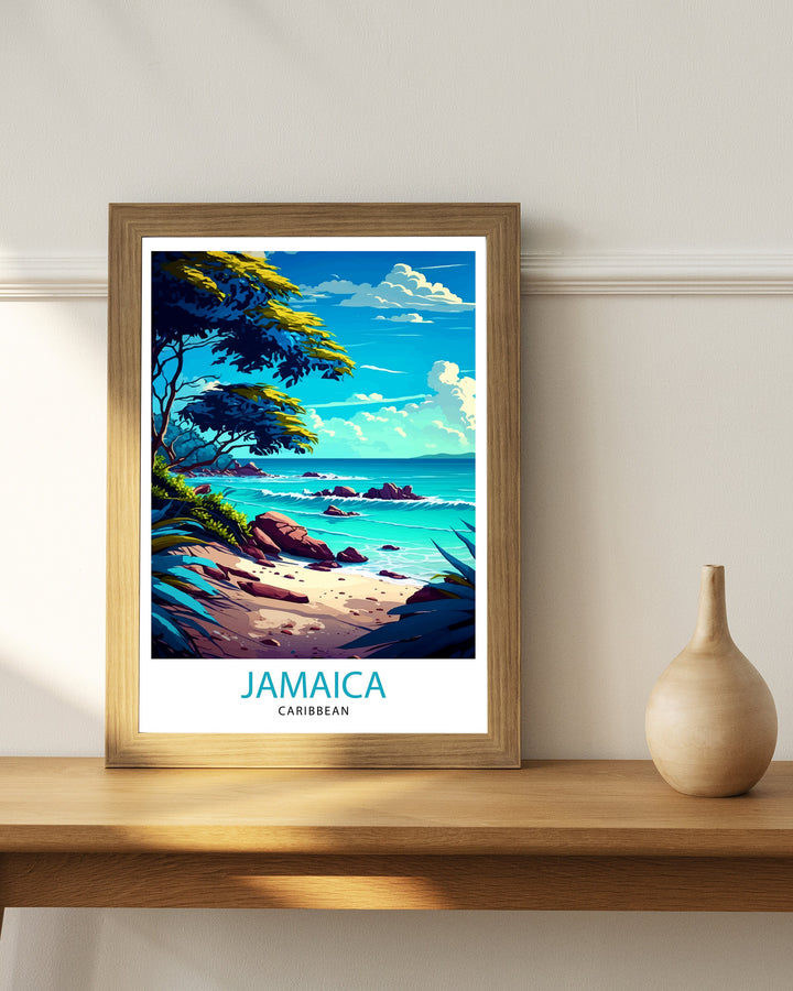 Jamaica Travel Print , Jamaica Wall Art Jamaica Poster, Jamaica Home Decor Jamaica Illustration, Travel Poster Jamaica Gift, Jamaica Wall