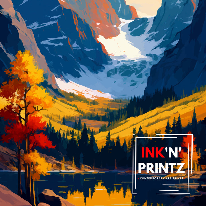 Rocky Mountains National Park Travel Print Mountain Wall Art Colorado Travel Poster National Park Decor Gift for Outdoor Enthusiasts