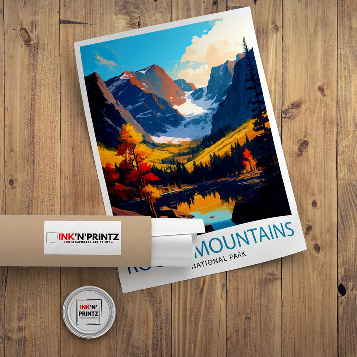 Rocky Mountains National Park Travel Print Mountain Wall Art Colorado Travel Poster National Park Decor Gift for Outdoor Enthusiasts
