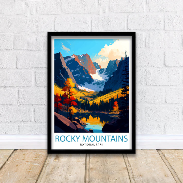 Rocky Mountains National Park Travel Print Mountain Wall Art Colorado Travel Poster National Park Decor Gift for Outdoor Enthusiasts