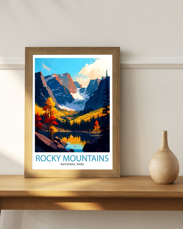 Rocky Mountains National Park Travel Print Mountain Wall Art Colorado Travel Poster National Park Decor Gift for Outdoor Enthusiasts