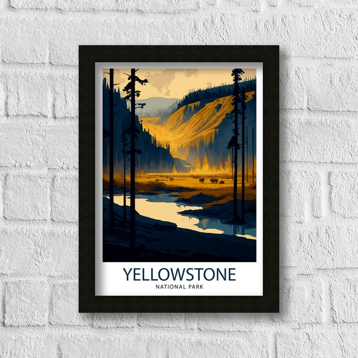 Yellowstone National Park Travel Print Yellowstone Wall Decor Yellowstone Illustration National Park Travel Poster Yellowstone Gift, Home