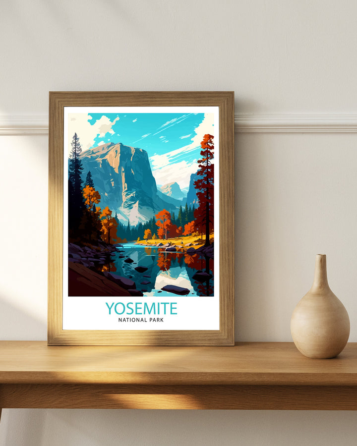 Yosemite National Park Travel Print| Yosemite Wall Art Yosemite Home Living Decor Yosemite Illustration Travel Poster Gift for Yosemite Fans