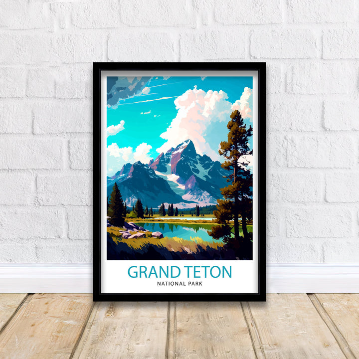 Grand Teton National Park Travel Print| Mountain Wall Art Wyoming Home Decor Nature Poster | Adventure Gift