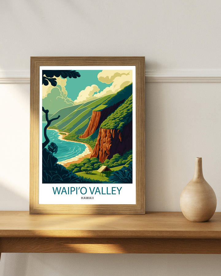 Waipio Valley Hawaii Travel Poster