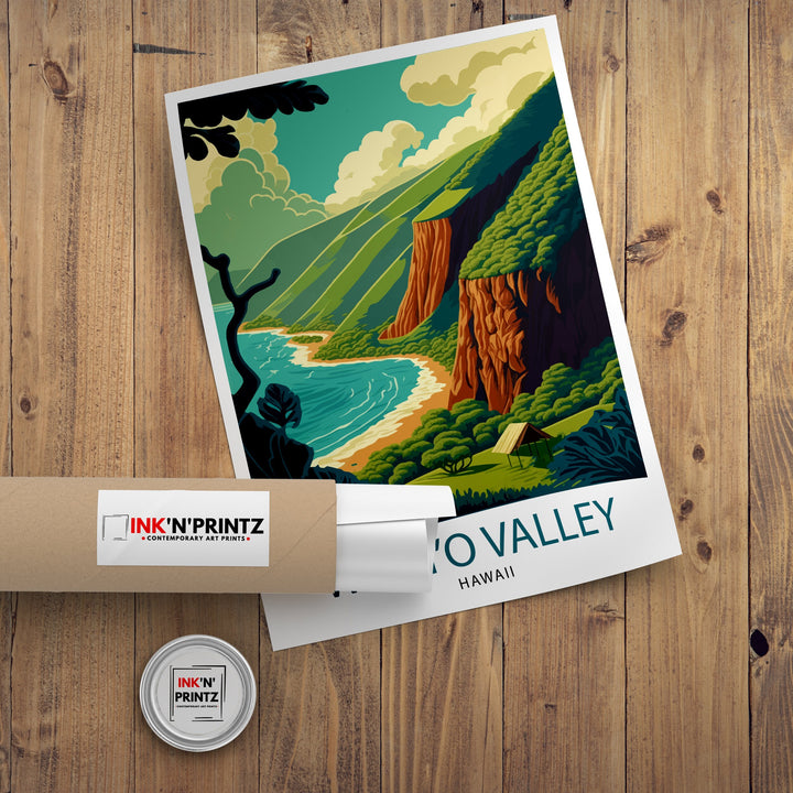 Waipio Valley Hawaii Travel Poster