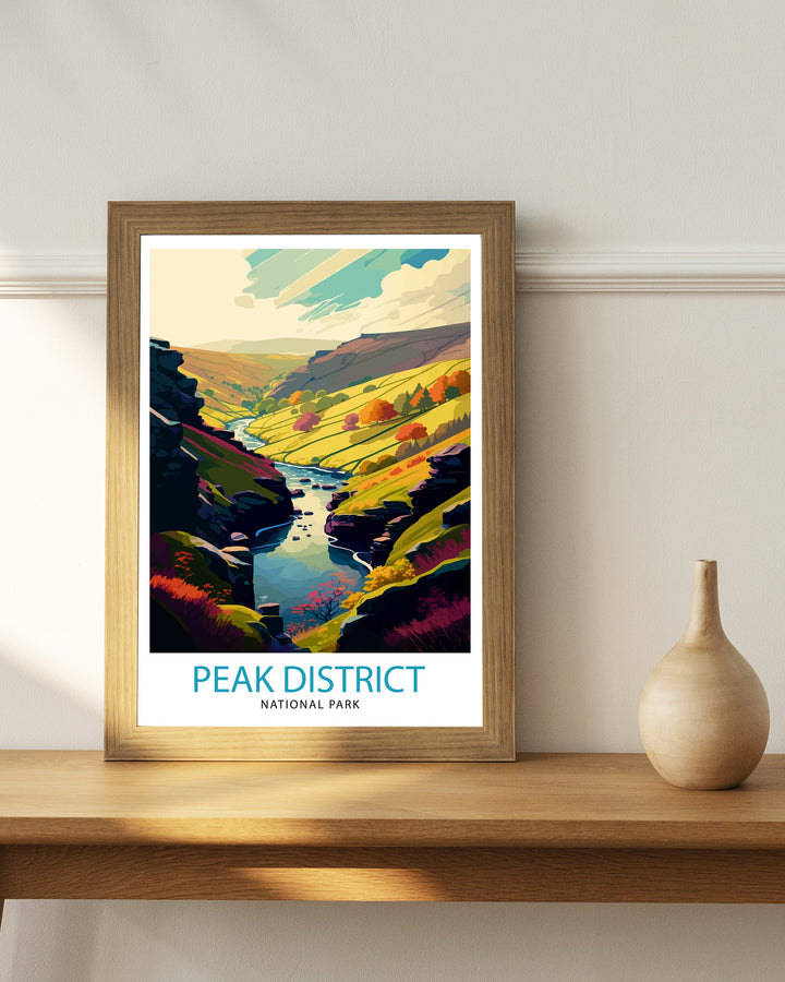 Peak District Travel Poster Peak District Wall Art Peak District Home Decor Peak District Illustration Peak District UK Travel Poster Gift