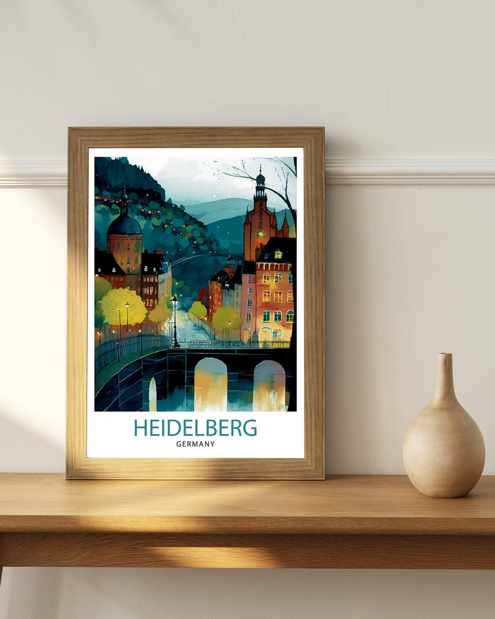 Heidelberg Germany Travel Print Heidelberg Wall Art Heidelberg Home Decor Germany Illustration Travel Poster Gift for Germany
