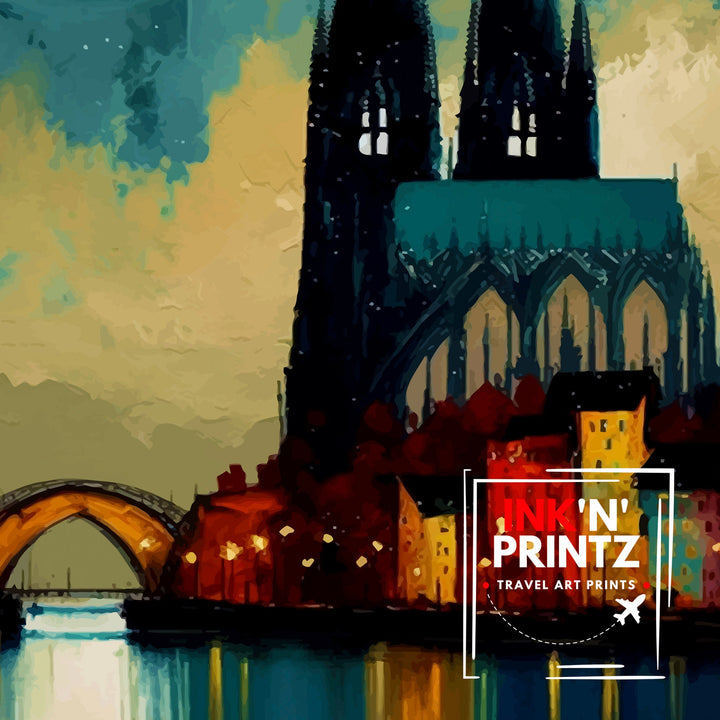 Cologne Germany Travel Print , Cologne Wall Decor, Cologne Home Living Decor, Cologne Illustration Travel Poster, Gift for Cologne, Germany
