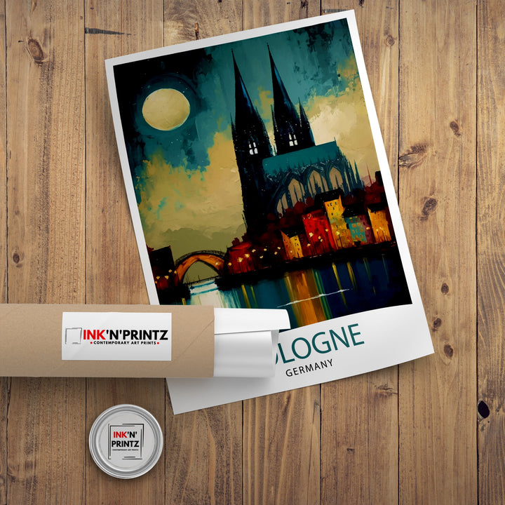 Cologne Germany Travel Print , Cologne Wall Decor, Cologne Home Living Decor, Cologne Illustration Travel Poster, Gift for Cologne, Germany