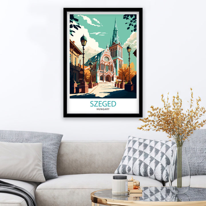Szeged Hungary Travel Print Szeged Wall Art Szeged Travel Poster Hungary Illustration Szeged Cityscape Hungary Souvenir Szeged Home Decor
