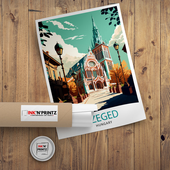 Szeged Hungary Travel Print Szeged Wall Art Szeged Travel Poster Hungary Illustration Szeged Cityscape Hungary Souvenir Szeged Home Decor