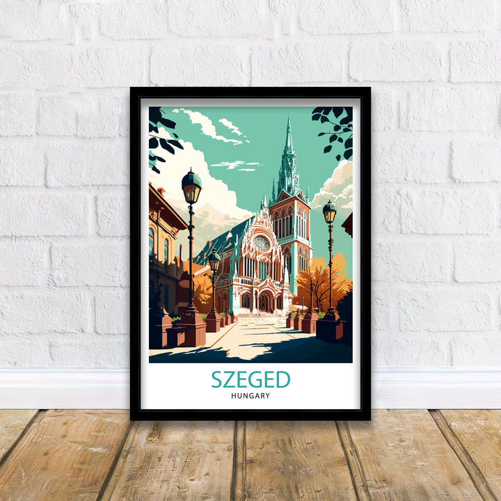 Szeged Hungary Travel Print Szeged Wall Art Szeged Travel Poster Hungary Illustration Szeged Cityscape Hungary Souvenir Szeged Home Decor