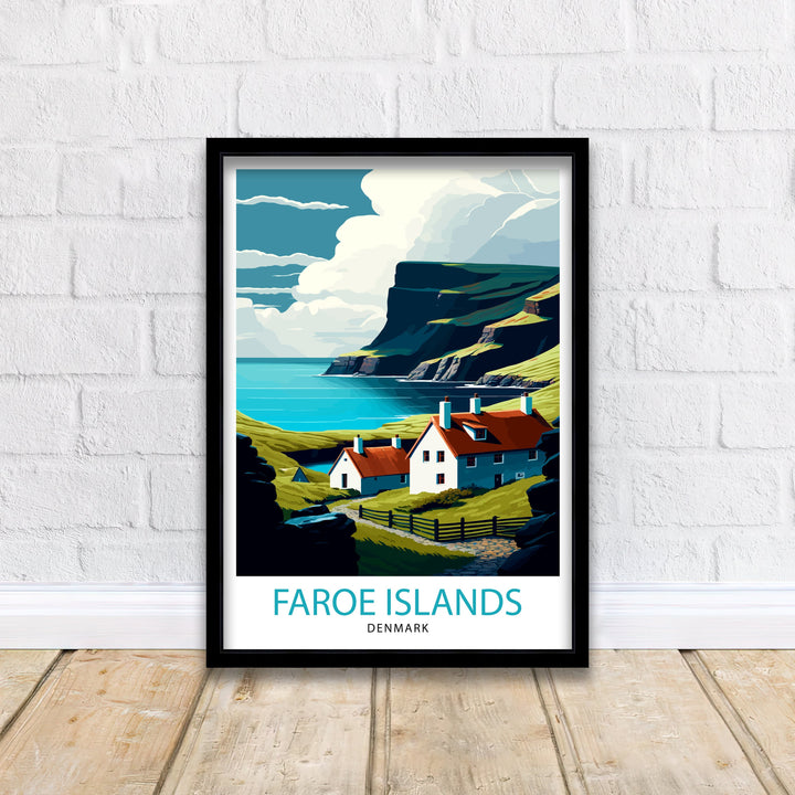 Faroe Islands Travel Print Faroe Islands Wall Art Faroe Islands Home Decor Faroe Islands Illustration Travel Poster Gift for Faroe Islands