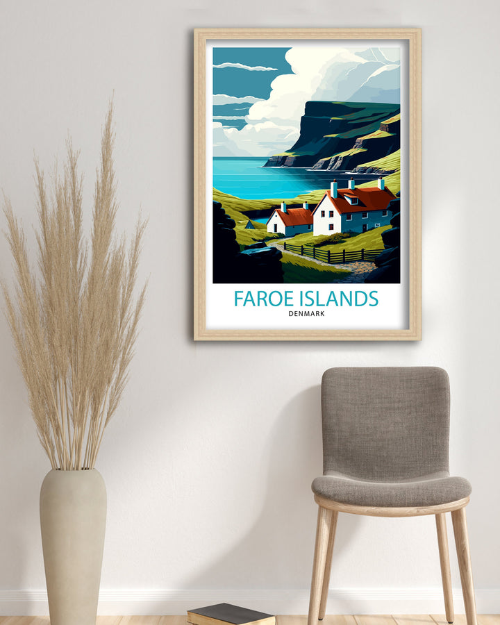 Faroe Islands Travel Print Faroe Islands Wall Art Faroe Islands Home Decor Faroe Islands Illustration Travel Poster Gift for Faroe Islands