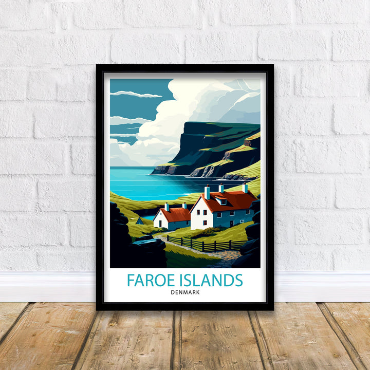 Faroe Islands Travel Print Faroe Islands Wall Art Faroe Islands Home Decor Faroe Islands Illustration Travel Poster Gift for Faroe Islands