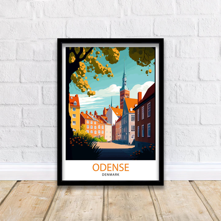 Odense Denmark Travel Print Odense Wall Art Denmark Travel Poster Odense Cityscape Illustration Odense Home Decor Denmark Gift