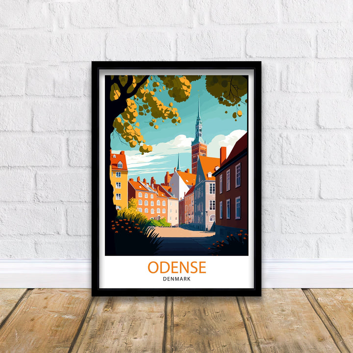 Odense Denmark Travel Print Odense Wall Art Denmark Travel Poster Odense Cityscape Illustration Odense Home Decor Denmark Gift