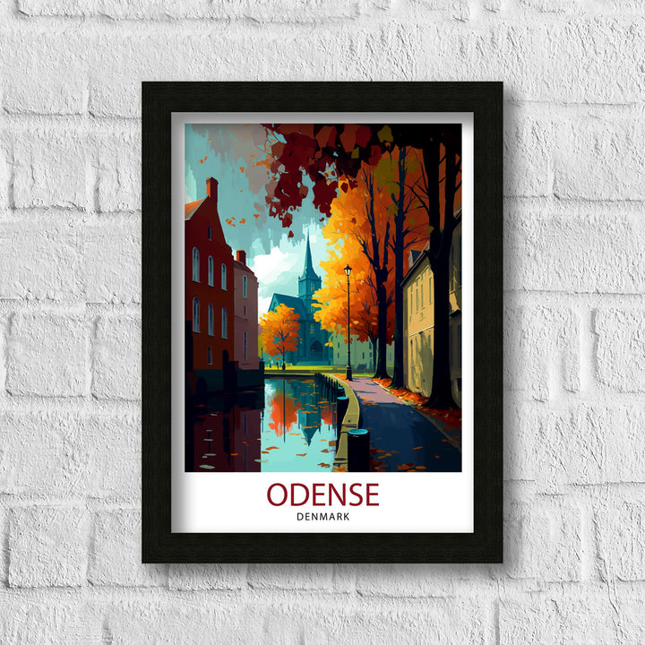 Odense Denmark Travel Print Odense Wall Art Denmark Travel Poster Odense Cityscape Illustration Odense Home Decor Denmark Gift