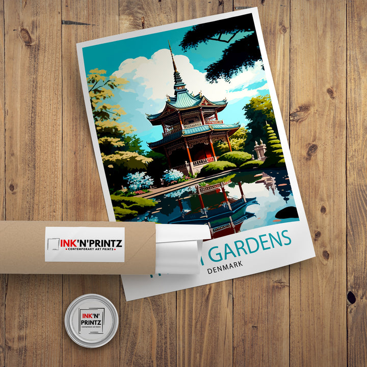 Tivoli Gardens Travel Print Tivoli Wall Decor Denmark Travel Poster Tivoli Illustration Tivoli Gift Tivoli Home Decor