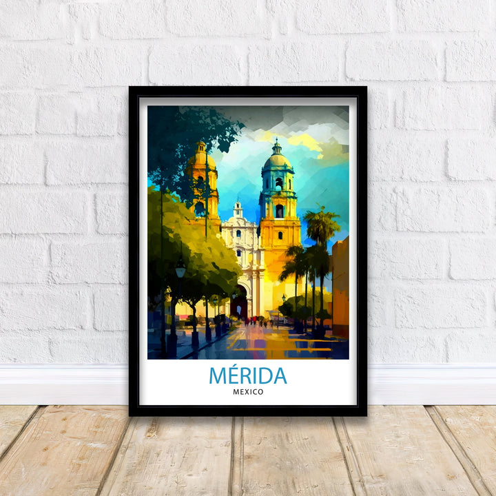 Merida Mexico Travel Print Merida Wall Art Merida Home Decor Merida Illustration Print Mexico Travel Poster Gift for Merida Lovers