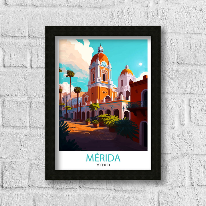 Merida Mexico Travel Print Merida Wall Art Merida Home Decor Merida Illustration Print Mexico Travel Poster Gift for Merida Lovers