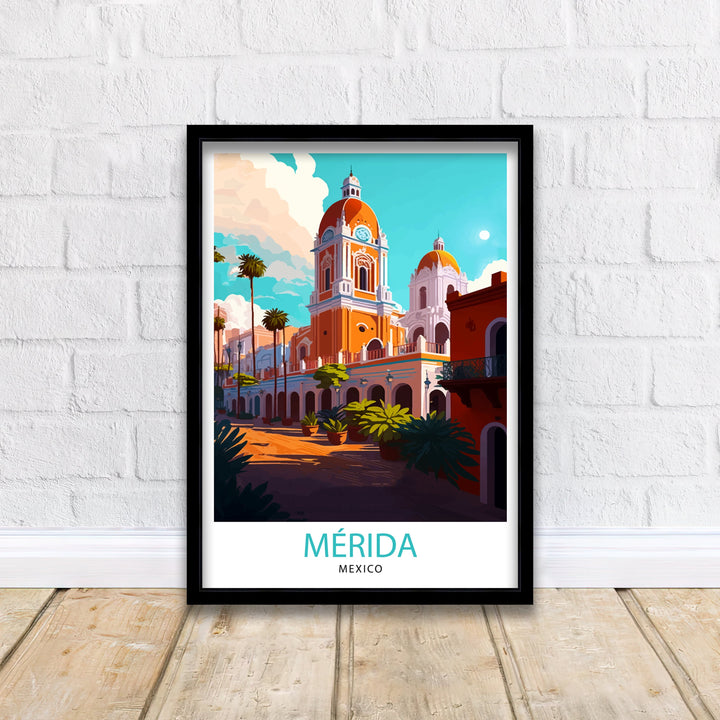 Merida Mexico Travel Print Merida Wall Art Merida Home Decor Merida Illustration Print Mexico Travel Poster Gift for Merida Lovers