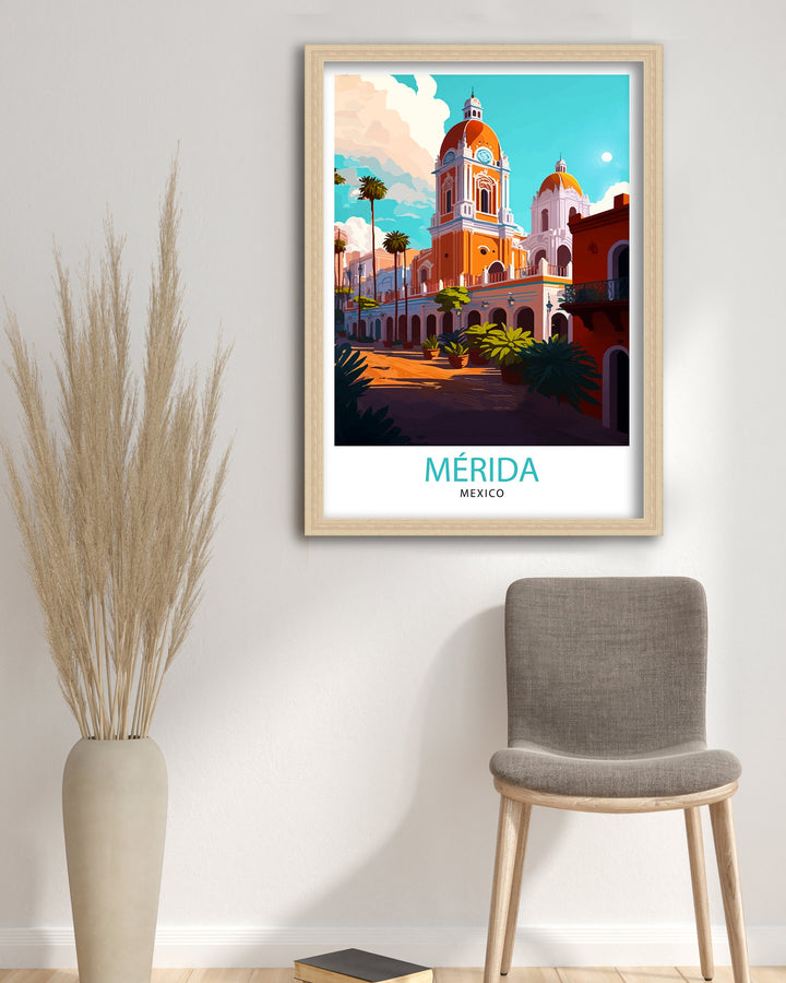 Merida Mexico Travel Print Merida Wall Art Merida Home Decor Merida Illustration Print Mexico Travel Poster Gift for Merida Lovers