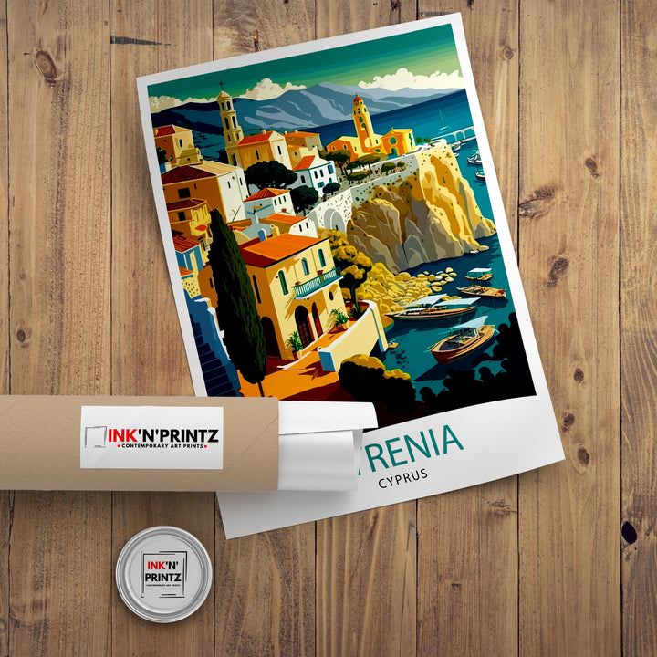 Kyrenia Cyprus Travel Print Kyrenia Wall Art Cyprus Illustration Travel Poster Gift For Kyrenia Cyprus Home Decor