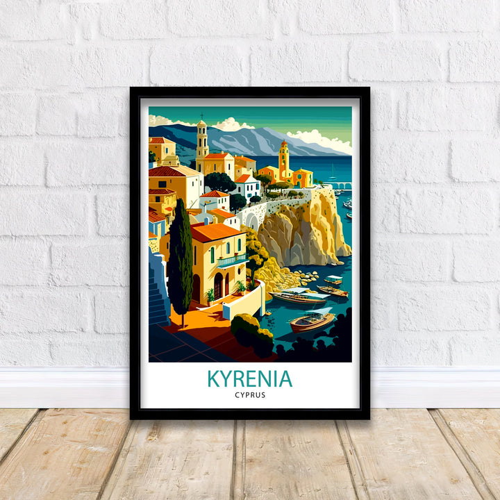 Kyrenia Cyprus Travel Print Kyrenia Wall Art Cyprus Illustration Travel Poster Gift For Kyrenia Cyprus Home Decor