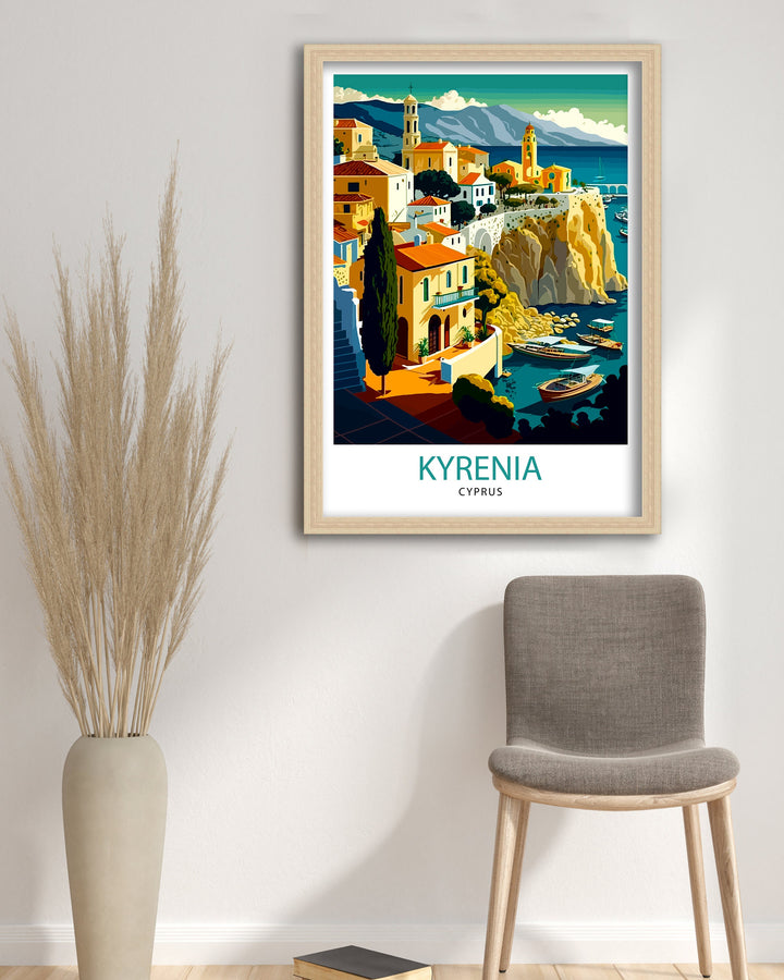 Kyrenia Cyprus Travel Print Kyrenia Wall Art Cyprus Illustration Travel Poster Gift For Kyrenia Cyprus Home Decor