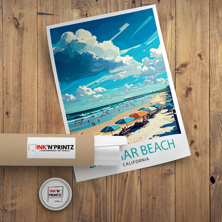 Del Mar Beach California Travel Poster