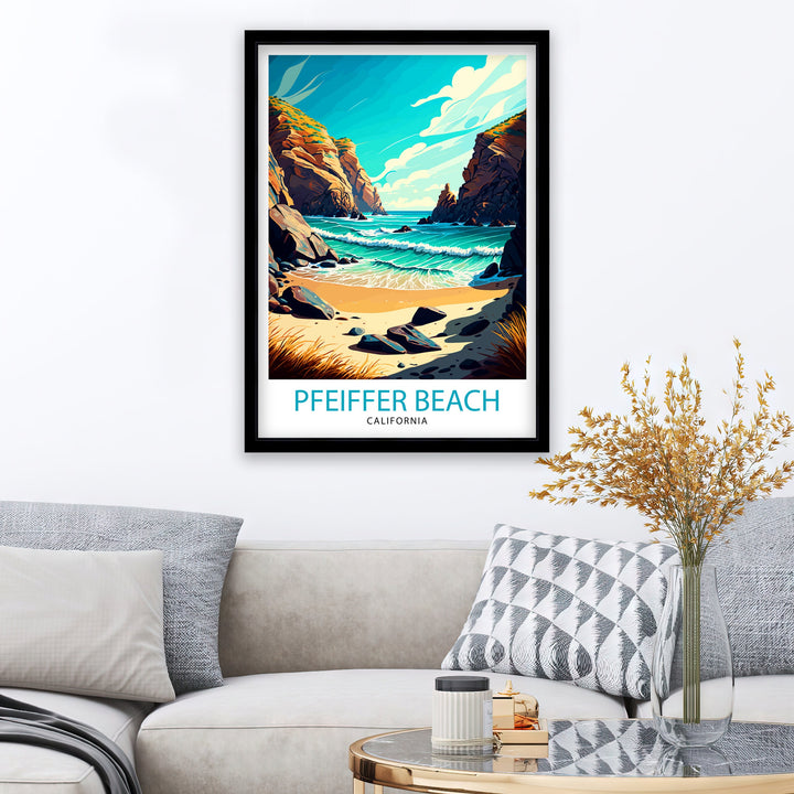 Pfeiffer Beach California Travel Print| Pfeiffer Beach Wall Art Pfeiffer Beach Home Decor California Travel Poster Gift Pfeiffer Beach