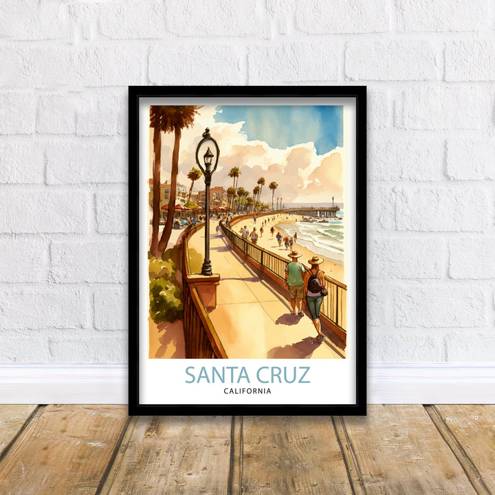 Santa Cruz California Travel Poster Wall Art, Home Decor Santa Cruz Illustration Travel Poster Gift for Santa Cruz California Home Decor