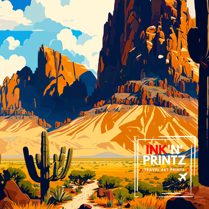 Superstition Mountains Arizona Travel Print| Arizona Wall Decor Superstition Mountains Poster Arizona Travel Prints Superstition
