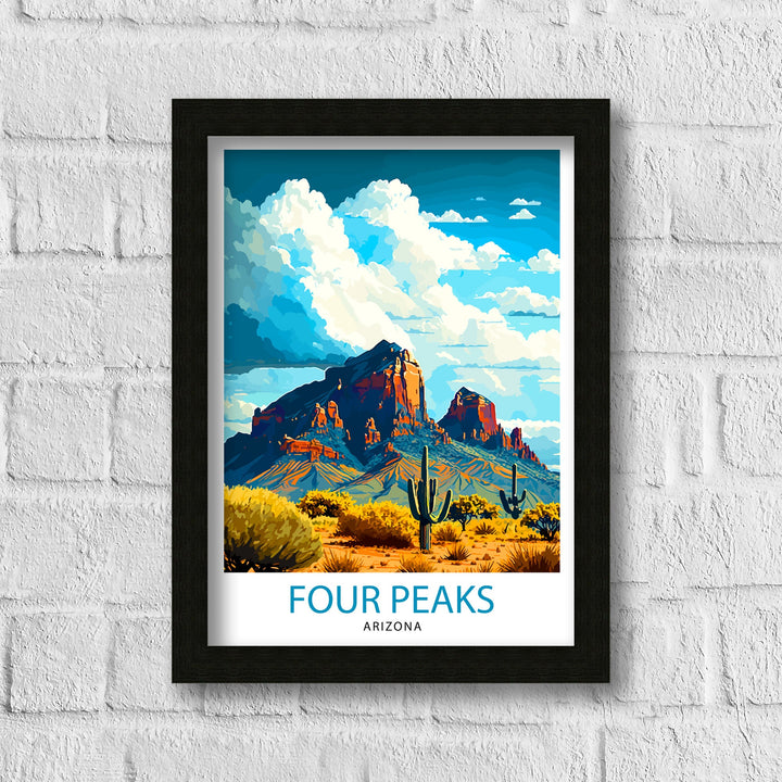 Four Peaks Arizona Travel Print| Mountain Wall Decor Arizona Landscape Poster Four Peaks Art Print Southwest Travel Poster Arizona Wall Art