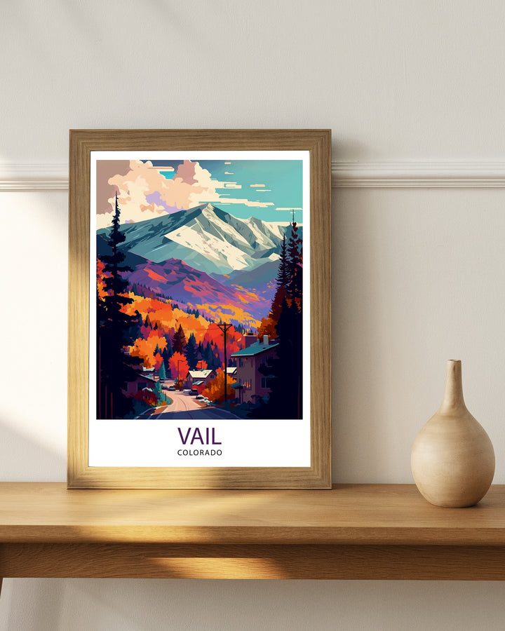 Vail Colorado Travel Poster Vail Wall Art Vail Mountain Print| Colorado Travel Decor Vail Ski Resort Poster Vail Colorado Art Vail Landscape