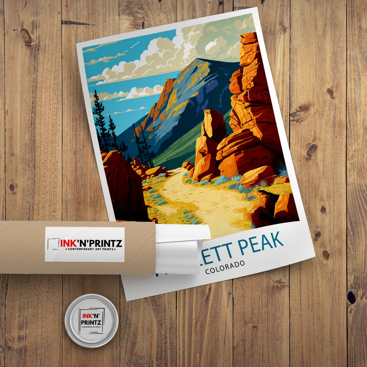 Hallett Peak Colorado Travel Poster Rocky Mountain Wall Decor Colorado Mountain Art Hallett Peak Print| Mountain Landscape Poster Colorado