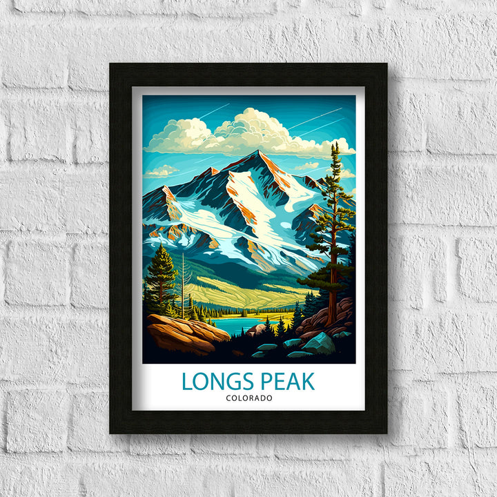 Longs Peak Colorado Travel Poster Mountain Wall Art Colorado Landscape Print| Longs Peak Art Rocky Mountains Decor