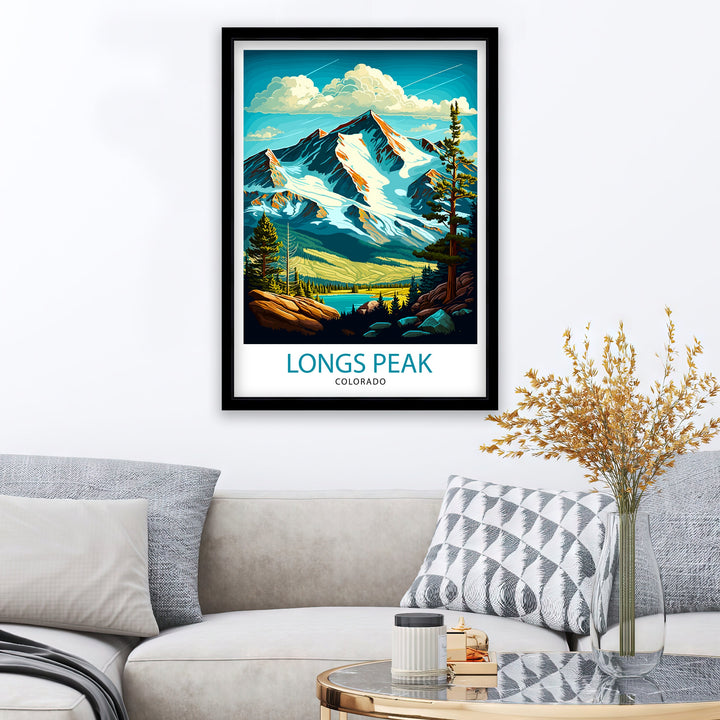 Longs Peak Colorado Travel Poster Mountain Wall Art Colorado Landscape Print| Longs Peak Art Rocky Mountains Decor