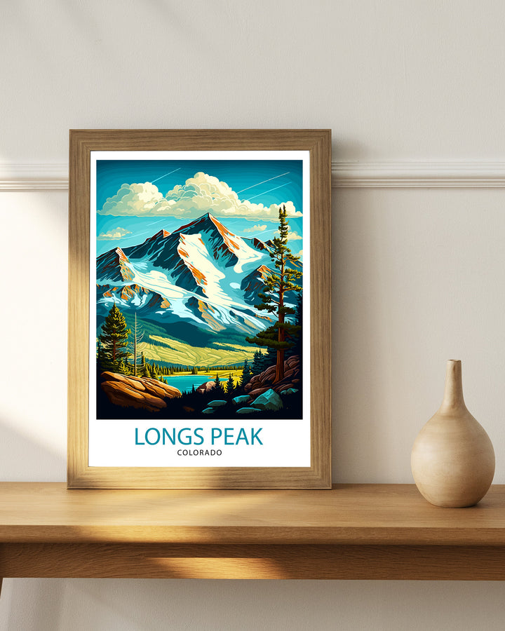 Longs Peak Colorado Travel Poster Mountain Wall Art Colorado Landscape Print| Longs Peak Art Rocky Mountains Decor