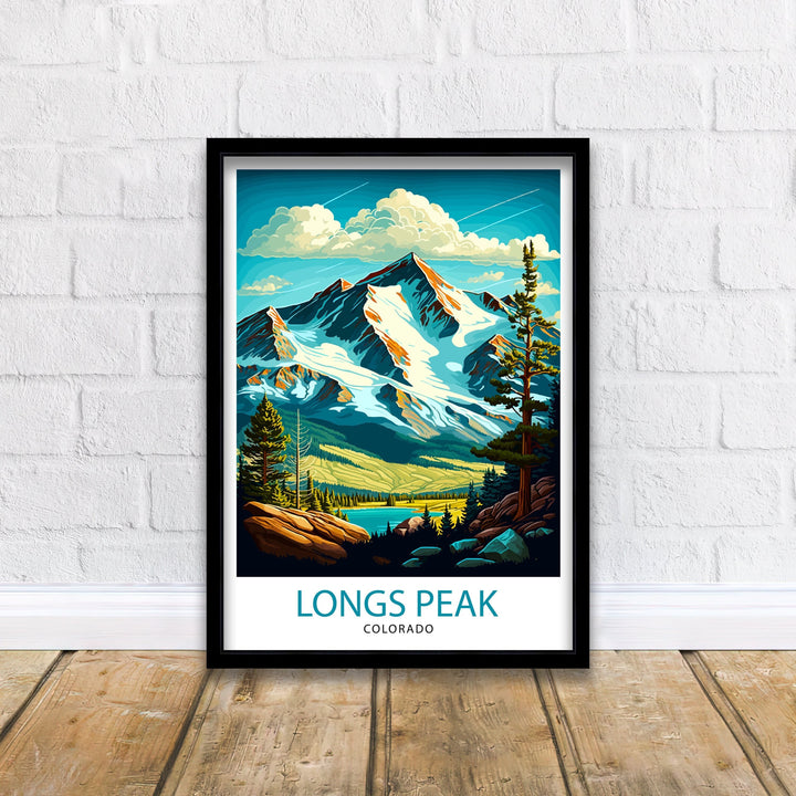 Longs Peak Colorado Travel Poster Mountain Wall Art Colorado Landscape Print| Longs Peak Art Rocky Mountains Decor
