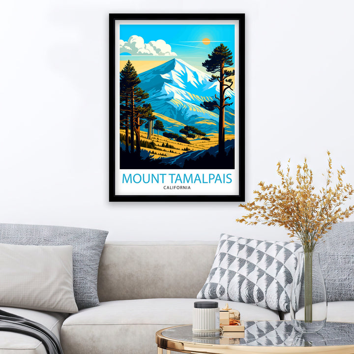 Mount Tamalpais Travel Print| California Wall Art Mount Tamalpais Poster Mountain Landscape Travel Poster California Decor, Nature Print
