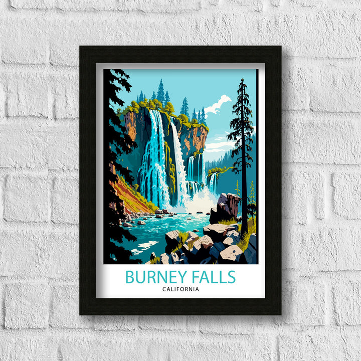 Burney Falls California Travel Poster Wall Art Home Decor California Illustration Travel Poster Gift For Nature Lovers California State Parks