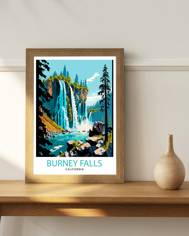 Burney Falls California Travel Poster Wall Art Home Decor California Illustration Travel Poster Gift For Nature Lovers California State Parks
