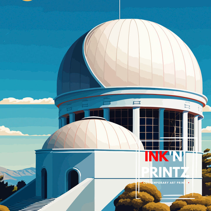 Palomar Observatory Travel Print| Palomar Observatory Wall Art Palomar Observatory Poster Palomar Mountain California Illustration Palomar